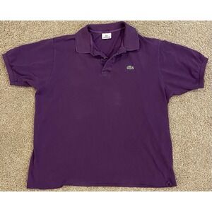 Lacoste Mens Polo Shirt Size 7 / 2XL Purple Short‎ Sleeve Embroidered Logo